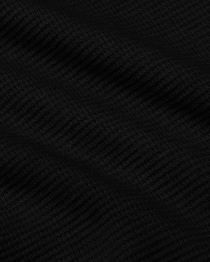 Womens Black Waffle Long Sleeve Henley & Waffle Leg Pant 2-Pack close-up.
