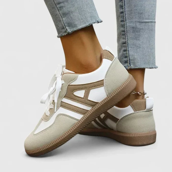Women's Comfort Sneakers in Khaki and White