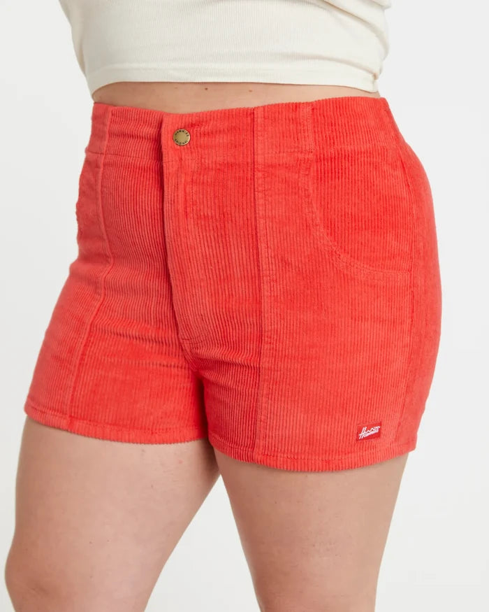 Women's Corduroy Solid Short Red