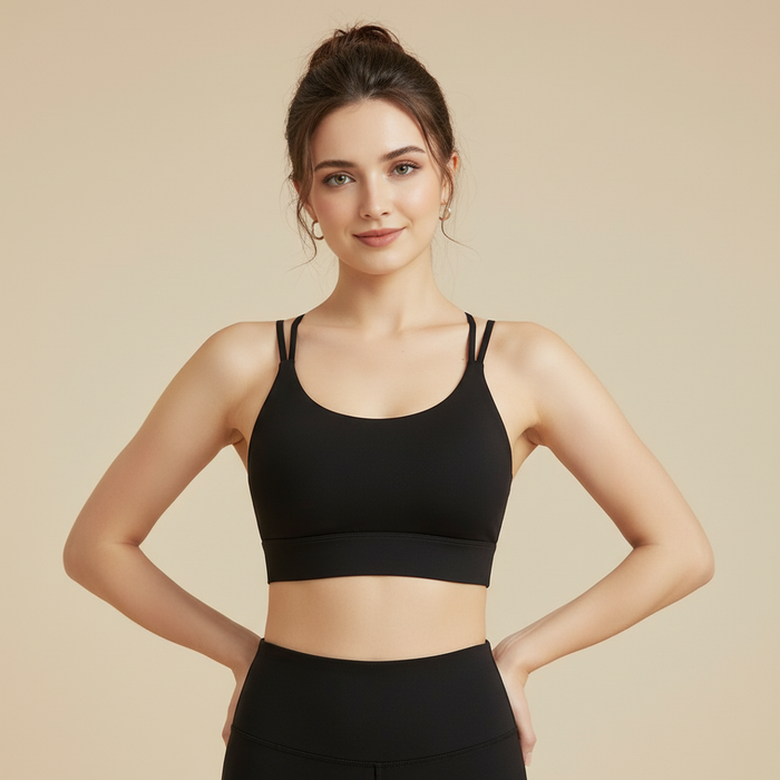 Women’s High Support Sports Bra – Strappy Back Workout & Gym Activewear Top