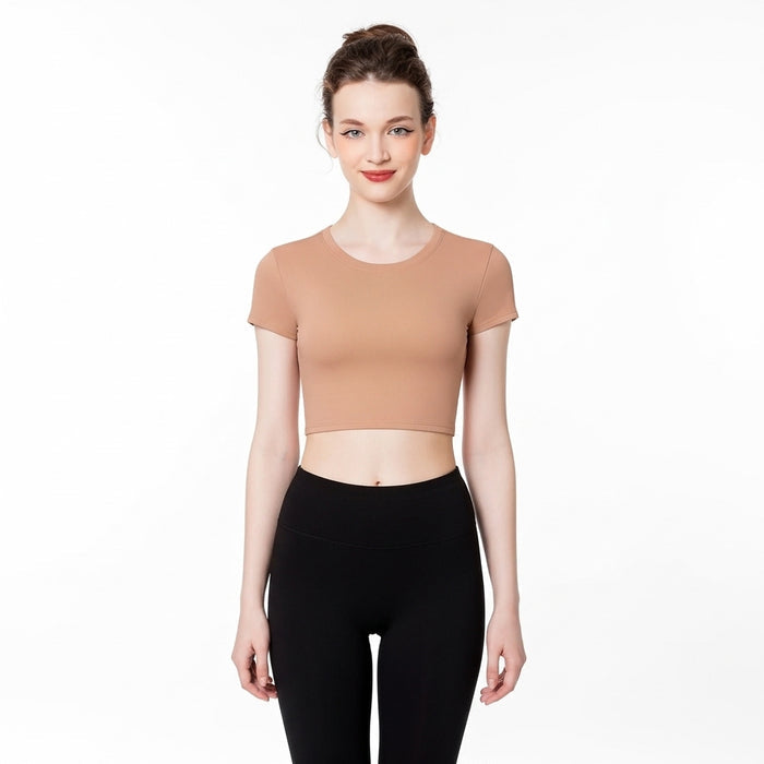 Women’s Seamless Short Sleeve Crop Top – Slim Fit Performance Yoga & Pilates Tee | ANATARA