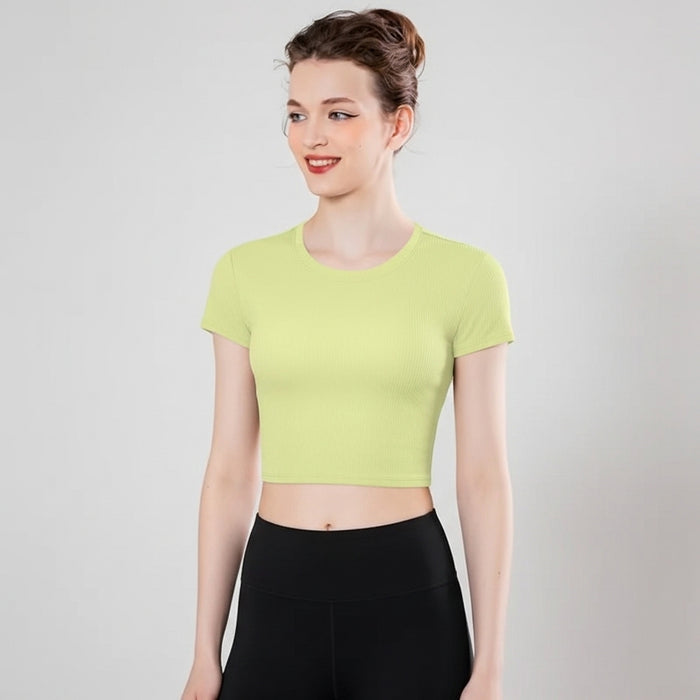 Women’s Seamless Short Sleeve Crop Top – Slim Fit Performance Yoga & Pilates Tee | ANATARA